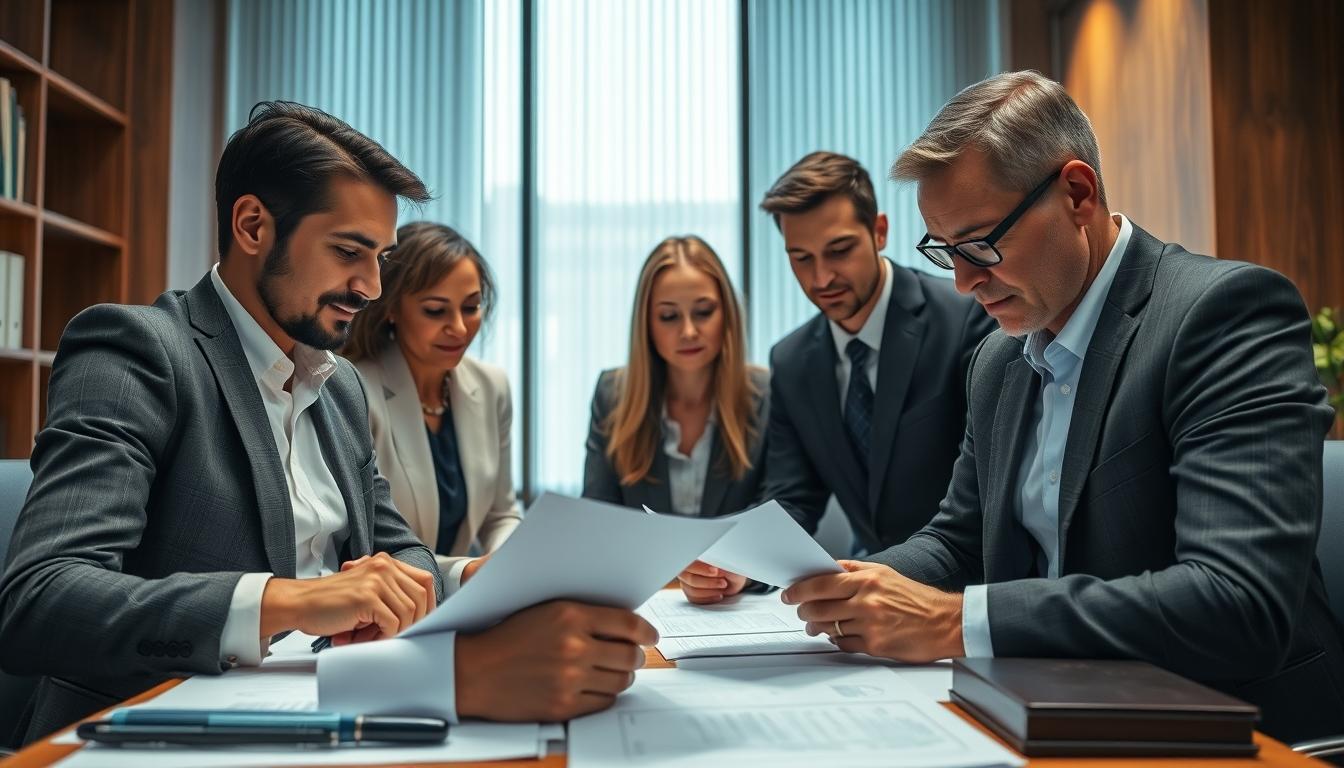 Family reviewing legal documents